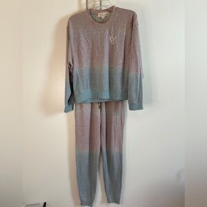 Vintage Havana Lounge wear Set - Pink and Blue; Top S, Joggers L